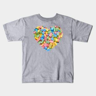 Colorful Candy Building Blocks and Bricks Heart Photograph Kids T-Shirt